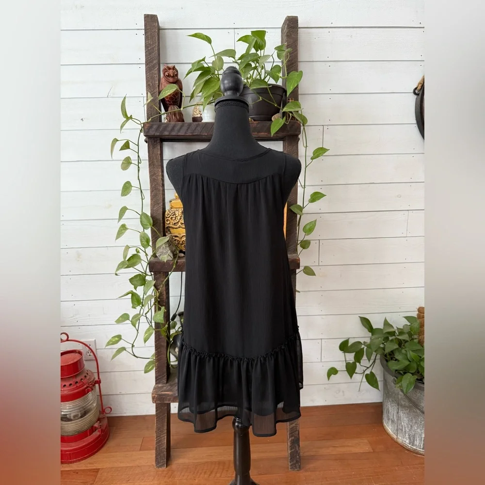 Divided Black Ruffle Hem Dress